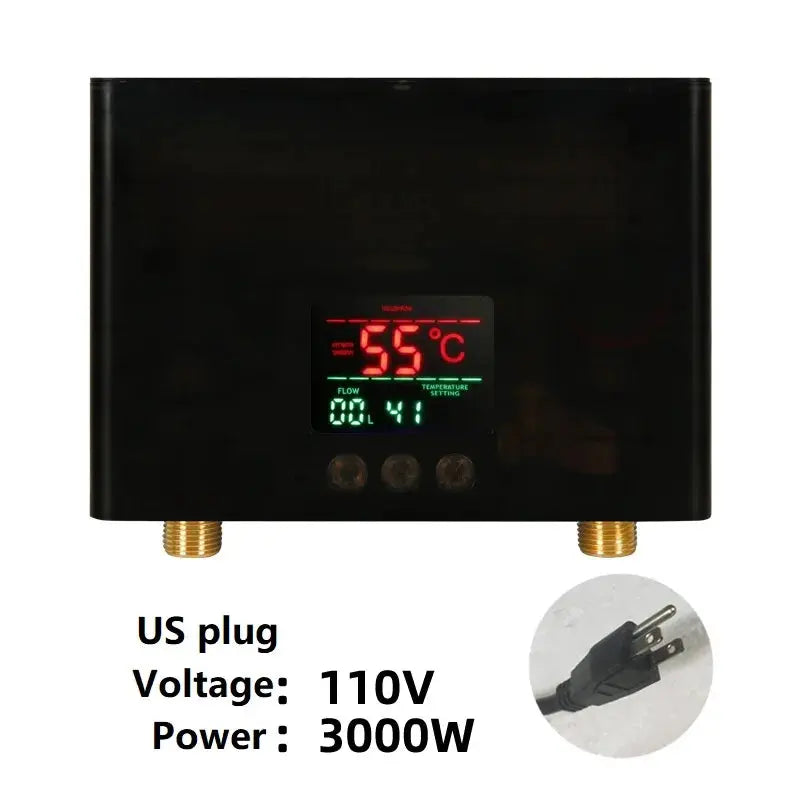 110V/220V Instant Water Heater 3000W/5500W Wall-Mounted Electric Heaters for Bathroom Hot Water Shower and Home Kitchen Heating - ALPENZO