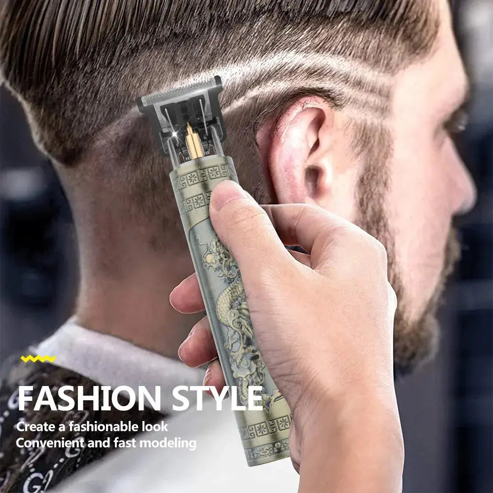 Vintage T9 Electric Hair Cutting Machine Hair Clipper Professional Men Shaver Rechargeable Barber Trimmer for Men Dragon Buddha - ALPENZO