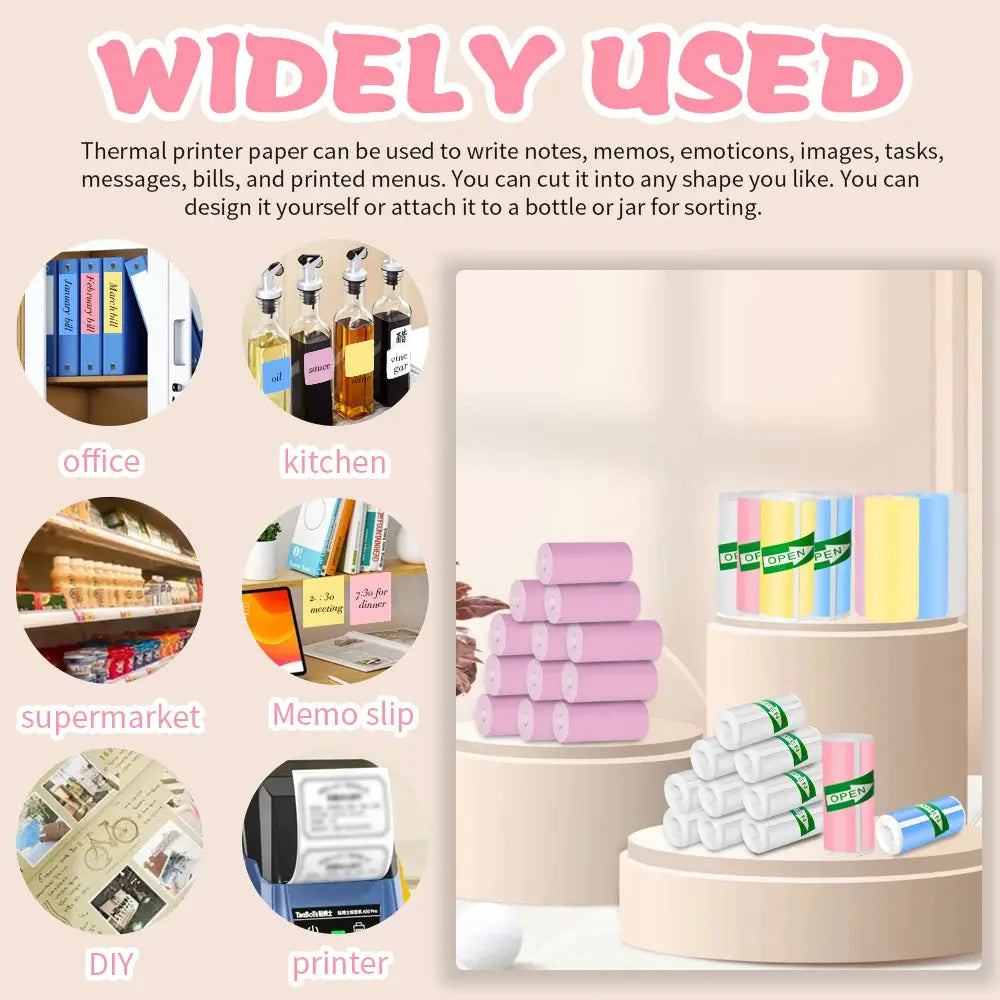 HD Mini Printer Thermal Paper 57*25MM Self-adhesive Roll Paper Label Sticker Photo Inkless Printing Portable Printer Color Paper - ALPENZO