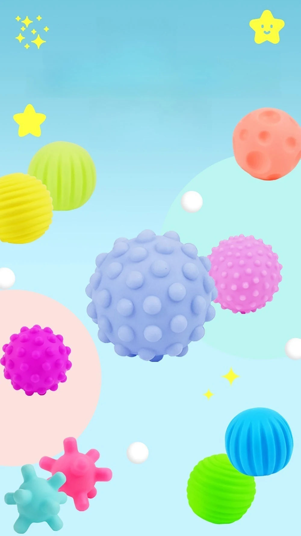 6Pcs Textured Multi Ball Set Develop Tactile Senses Toy Baby Touch Hand Ball Toys Training Ball Massage Soft Balls Kids Gifts ALPENZO