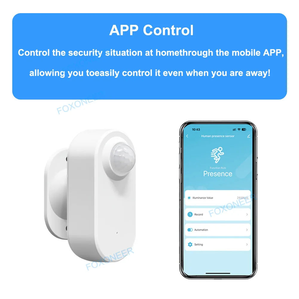 Tuya Zigbee Human Presence Detector,Luminance/Distance Detection, Smart PIR Motion Sensor Support Zigbee 2mqtt Home Assistant - ALPENZO