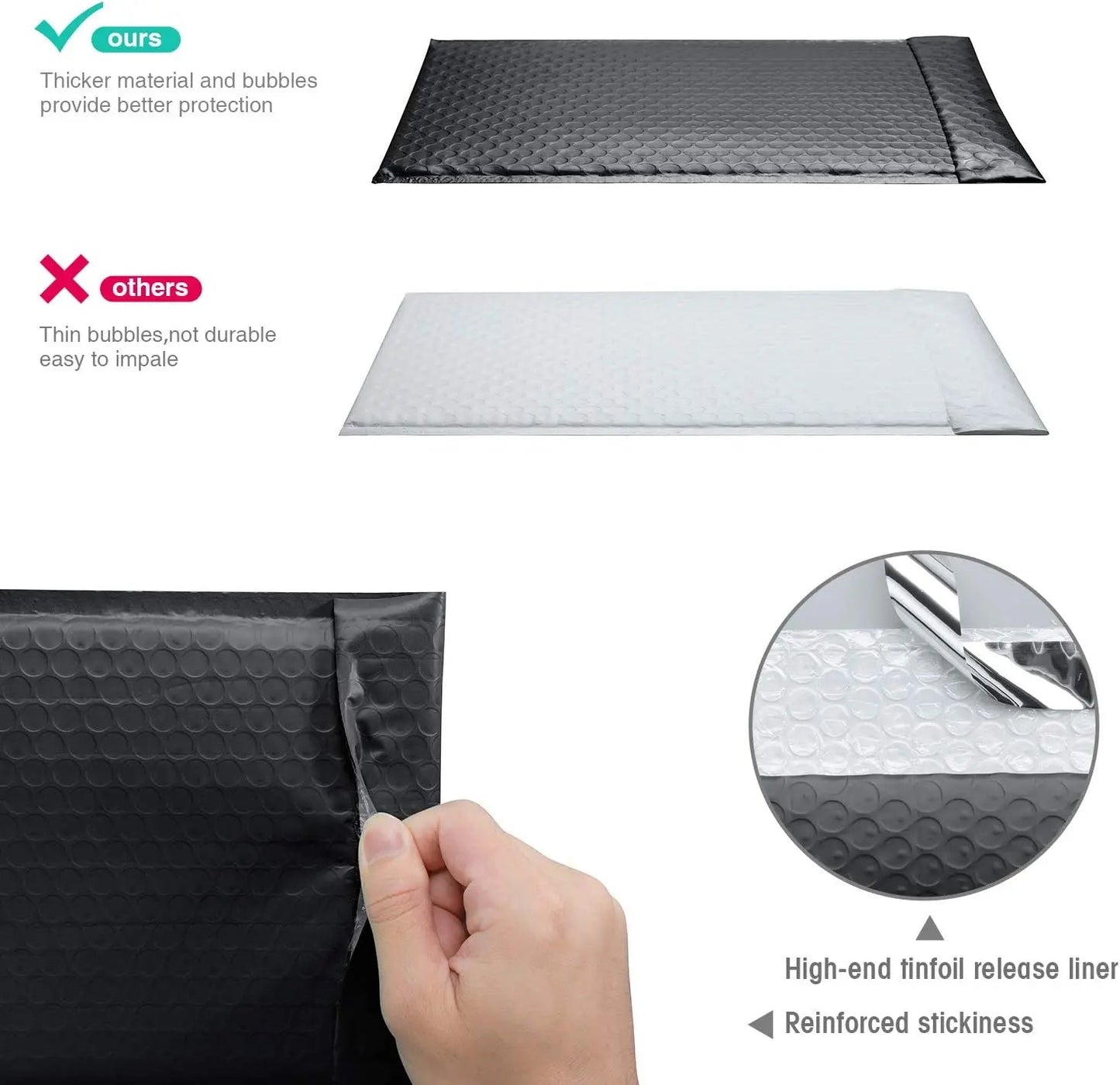 100 Pcs Black Bubble Packaging Envelope Mailing Envelopes Mailer Poly Green Envelope for Shipping Self Seal Bubble Bag Padding ALPENZO
