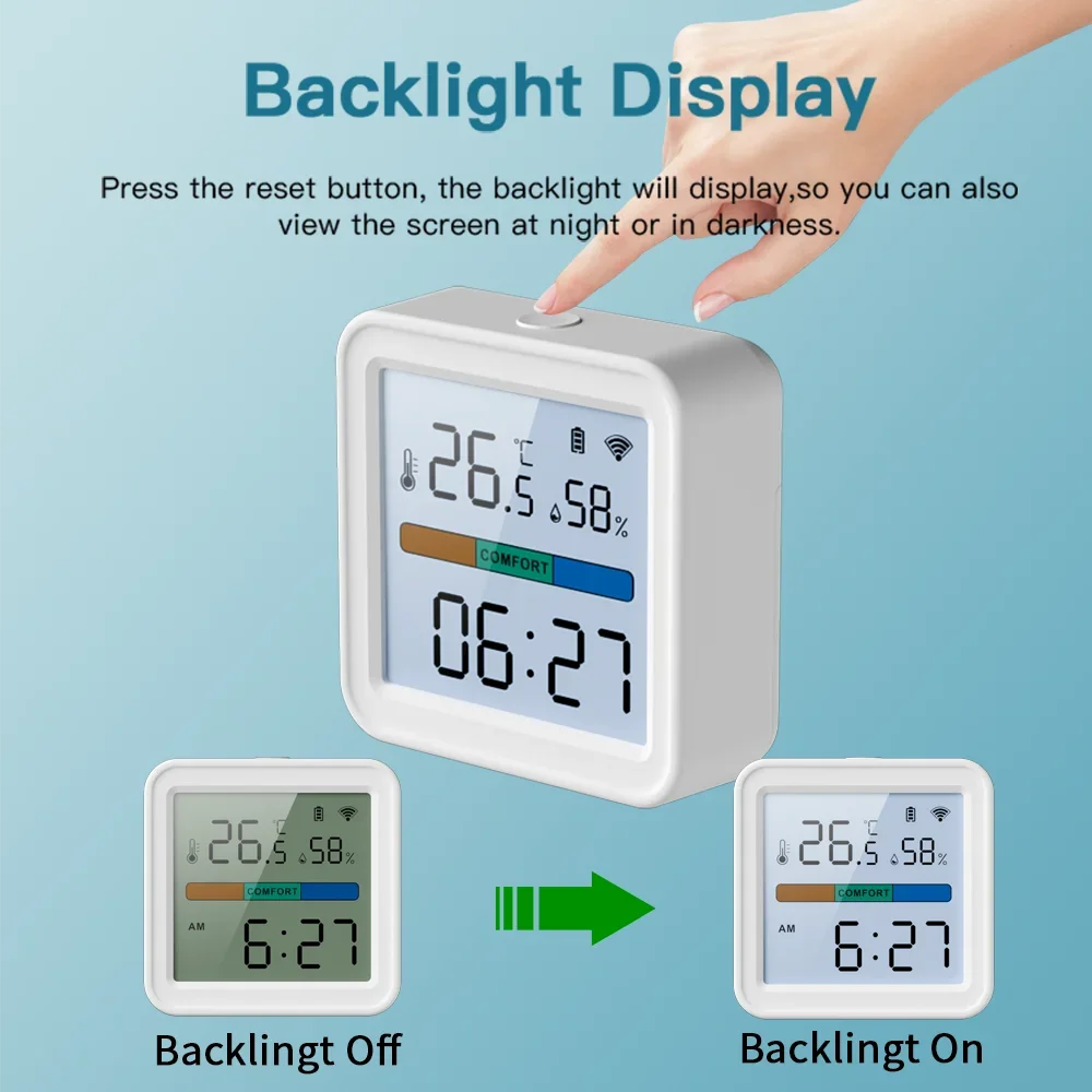 Tuya WiFi Temperature Humidity Sensor Smart Life Backlight Hygrometer Thermometer Sensor For Smart Home - ALPENZO