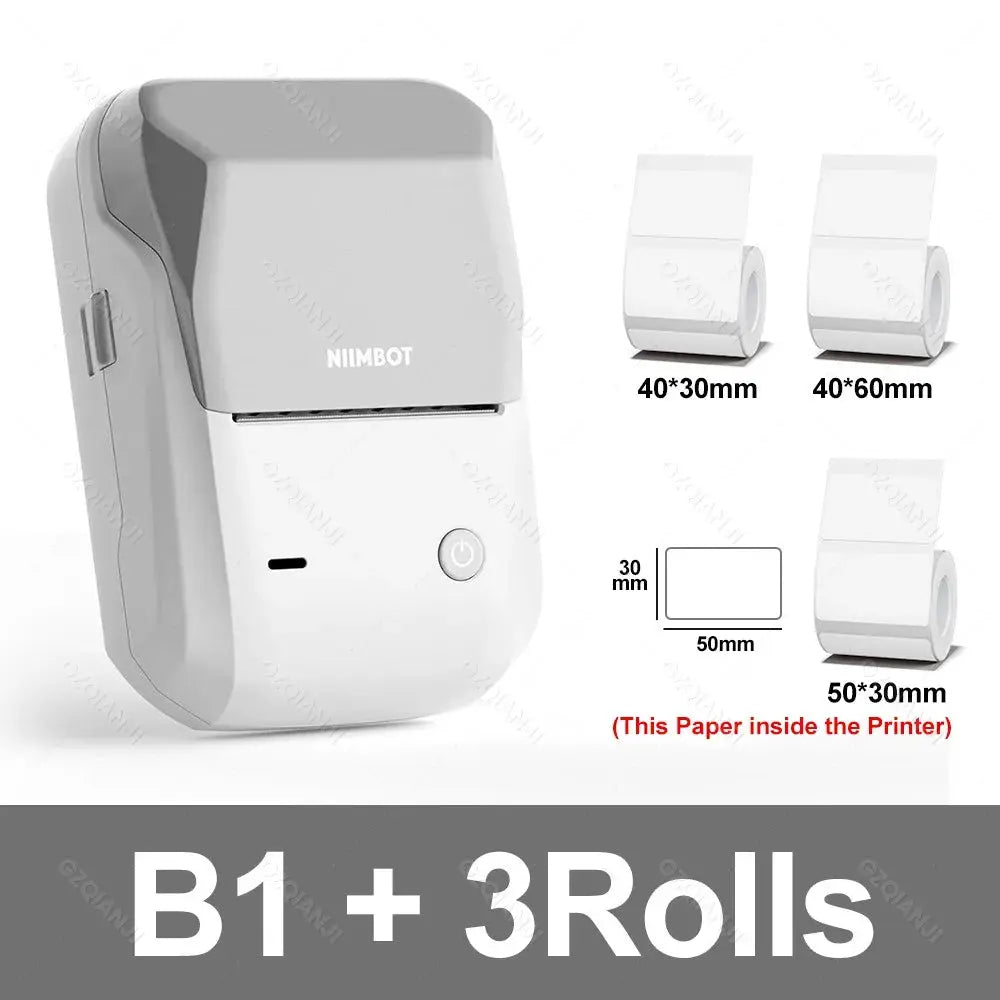 NIIMBOT B1 Portable Thermal Printer With Tapes 2 Inch Adhesive Label Machine Mini Bluetooth Sticker Maker Waterproof Labels Roll - ALPENZO