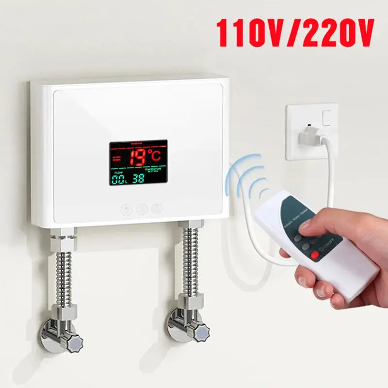 110V/220V Instant Water Heater 3000W/5500W Wall-Mounted Electric Heaters for Bathroom Hot Water Shower and Home Kitchen Heating - ALPENZO