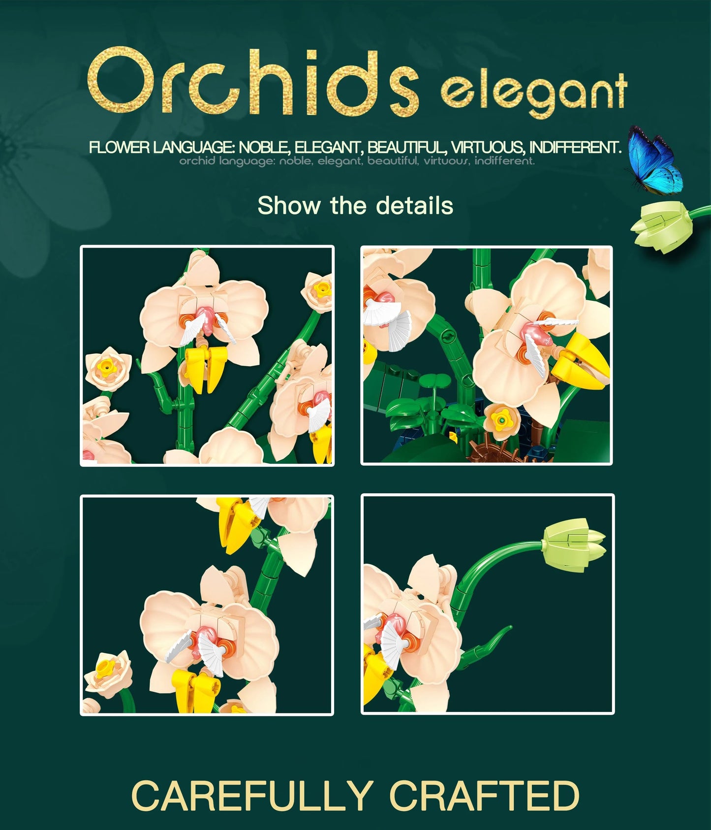 WLtoys 2139 Orchid Building Blocks Flowers Bouquet Flower Blocks Bonsai Plant Model Bricks Romantic Home Decoration Toy For Kids ALPENZO