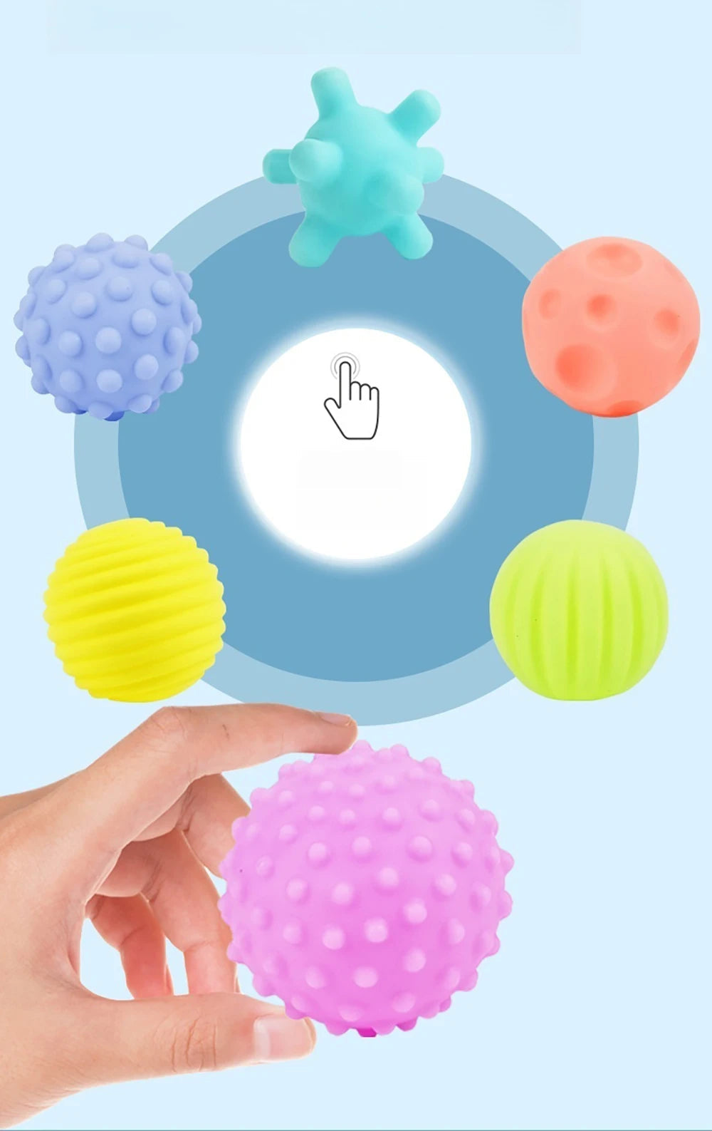 6Pcs Textured Multi Ball Set Develop Tactile Senses Toy Baby Touch Hand Ball Toys Training Ball Massage Soft Balls Kids Gifts ALPENZO
