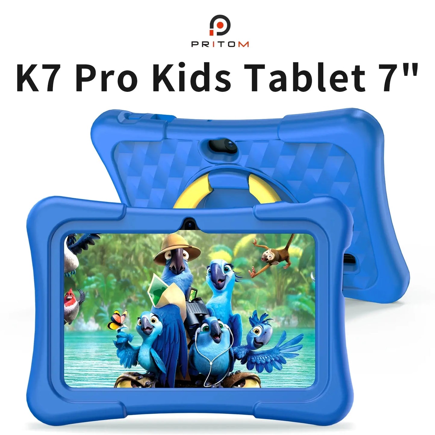 PRITOM Tablet for Kids 7 Inch Android 11 32 GB WiFi Bluetooth Dual Camera Educational Software Installed with Proof Case - ALPENZO