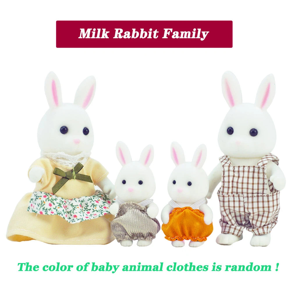 Rabbit Doll 1/12 Micro Dollhouse Reindeer Sheep Elephant Squirrel Family Kitchen Toy Miniature Furniture Set Girl Toy Gift ALPENZO
