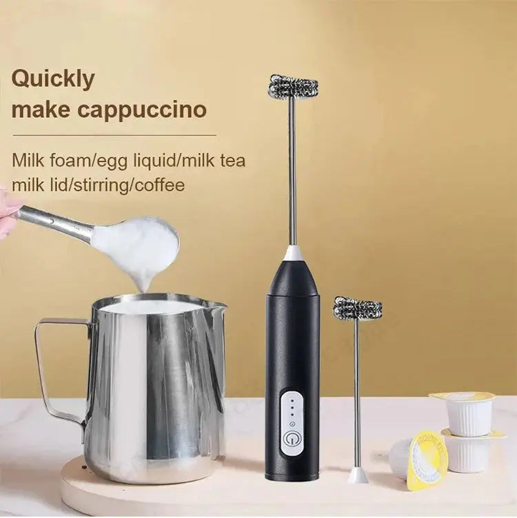 Wireless Milk Frother Electric Type-C Handheld Blender Stainless Steel Mini Coffee Maker Whisk Mixer For Coffee Cappuccino Cream - ALPENZO