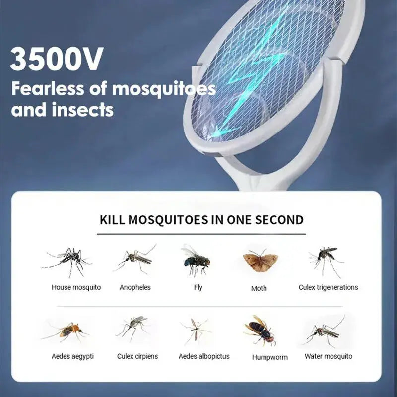 5 In 1 Fast Charging Racket Kill Fly Bug Safety Insulated Battery Powered Lamp ABS Adjustable Electric Mosquito Swatter - ALPENZO
