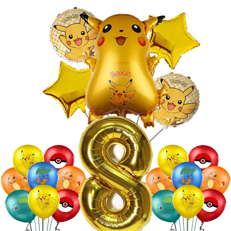 Cartoon Pikachu Theme Birthday Party Disposable Tableware Set Balloons Decorations Photo Props Background Pokemon Party Supplies ALPENZO