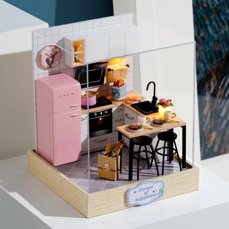 Magic Wooden Doll House Mini Kit DIY Handmade Assembly Model Building Room Bedroom Decoration 3D Puzzle Girl Toy Birthday Gifts ALPENZO