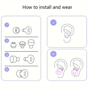HUAK Quiet Ear Plugs for Sleep,Swim, Work– Super Soft, Reusable Hearing Protection for Noise Reduction 8 Ear Tips in XS/S/M/L