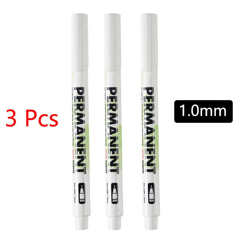 White Marker Pens set 2.0mm Oily Waterproof White Gel Pen DIY Graffiti Sketching Marker Stationery Writing School Supplies brush ALPENZO