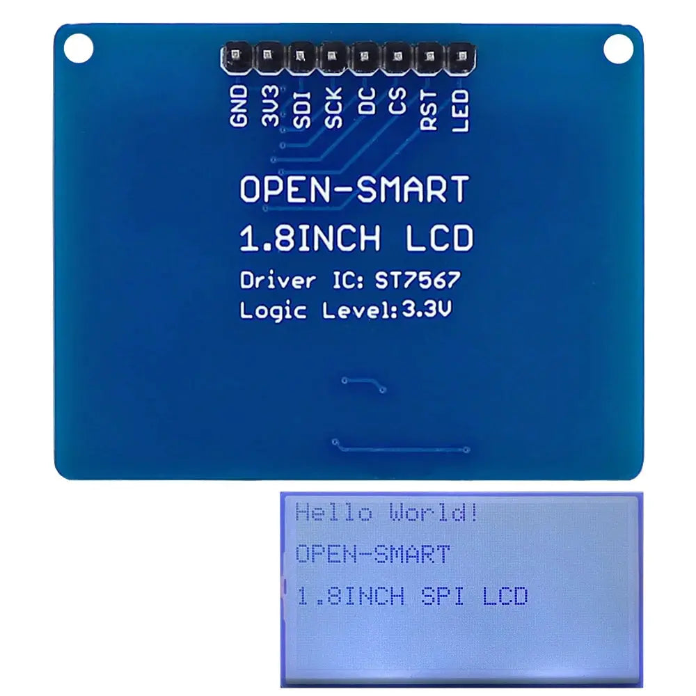OPEN-SMART With Backlight LED 3.3V 1.8 Inch 128 * 64 Serial SPI Monochrome LCD Shield Breakout Board Module for Arduino - ALPENZO