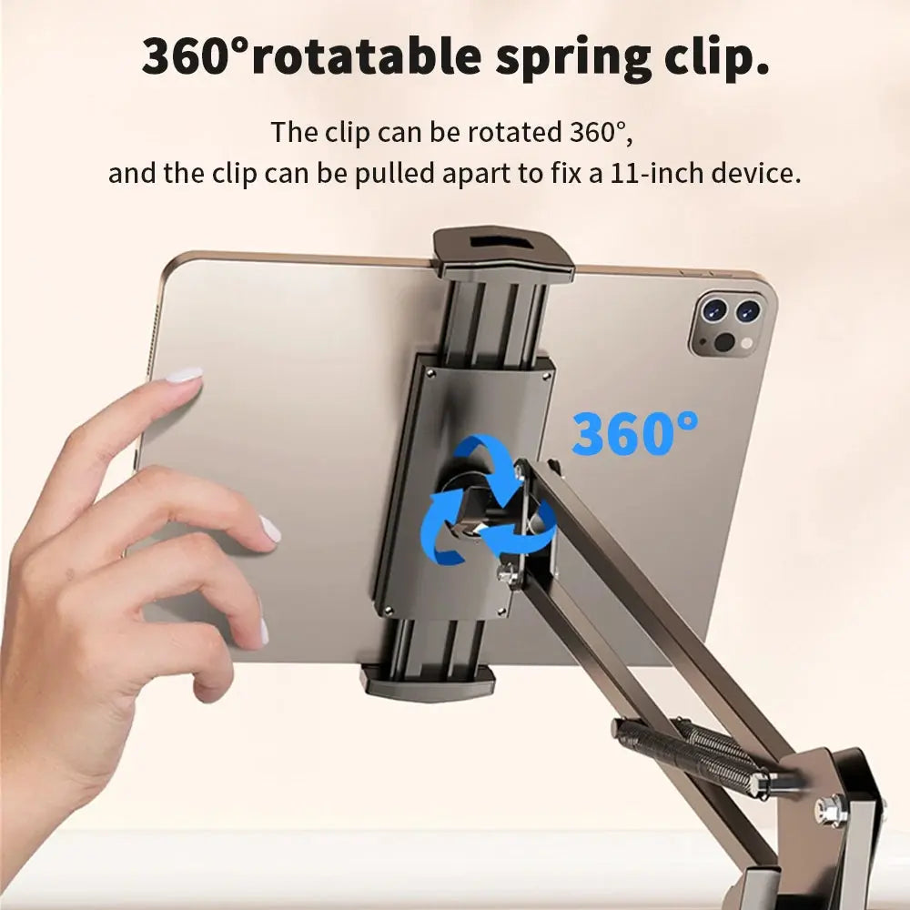 Universal Tablet Stand Clip Lazy Bracket Flexible Articulating Aluminum Arm Phone Mount Tablet Holder For All 4-11 Inch Device - ALPENZO