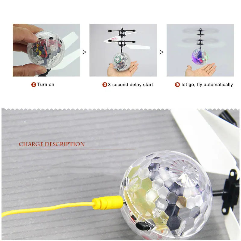 LED Flying Ball Infrared Induction Aircraft Gesture Control Toys Luminous Flight Balls Electronic Colorful Light Mini Helicopter ALPENZO