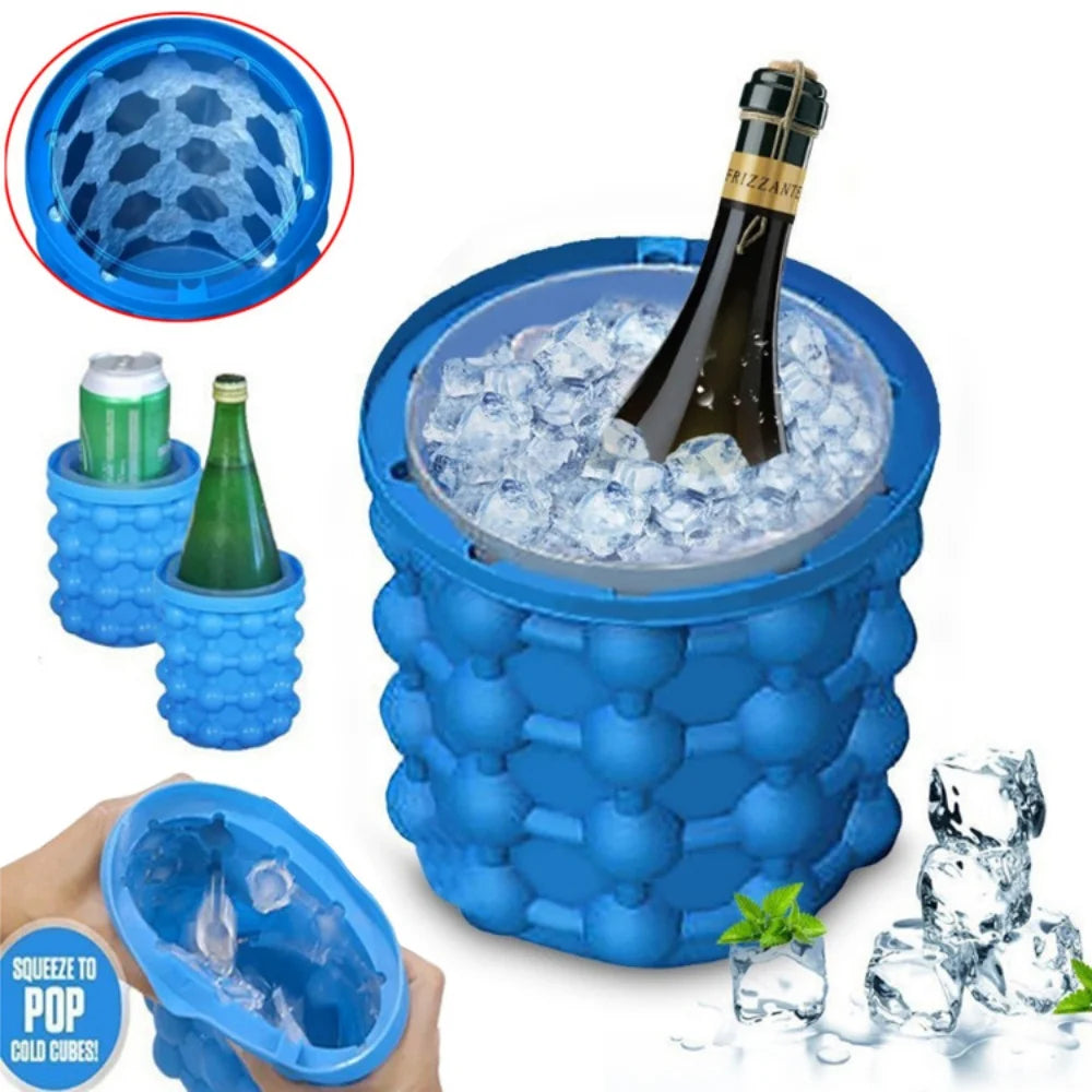 2-in-1 Silicone Bucket Ice Cube Maker Easy Freezing and Serving Perfect for Bars Clubs Essential Drinkware Kitchen Accessories ALPENZO
