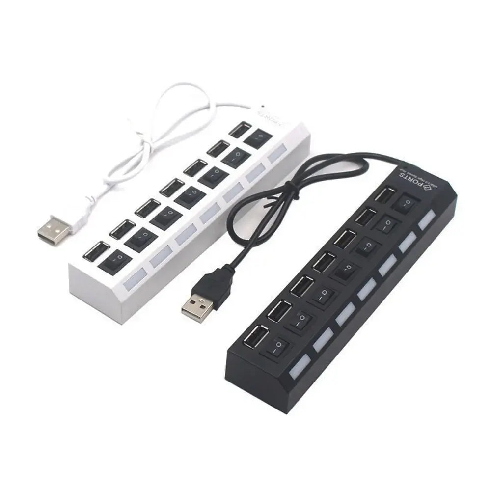 USB Hub Splitter With Individual Switch USB 4/7 Port Splitter Individual Switch USB Adapter Hub Multi-Port Socket Powered ON/OFF - ALPENZO