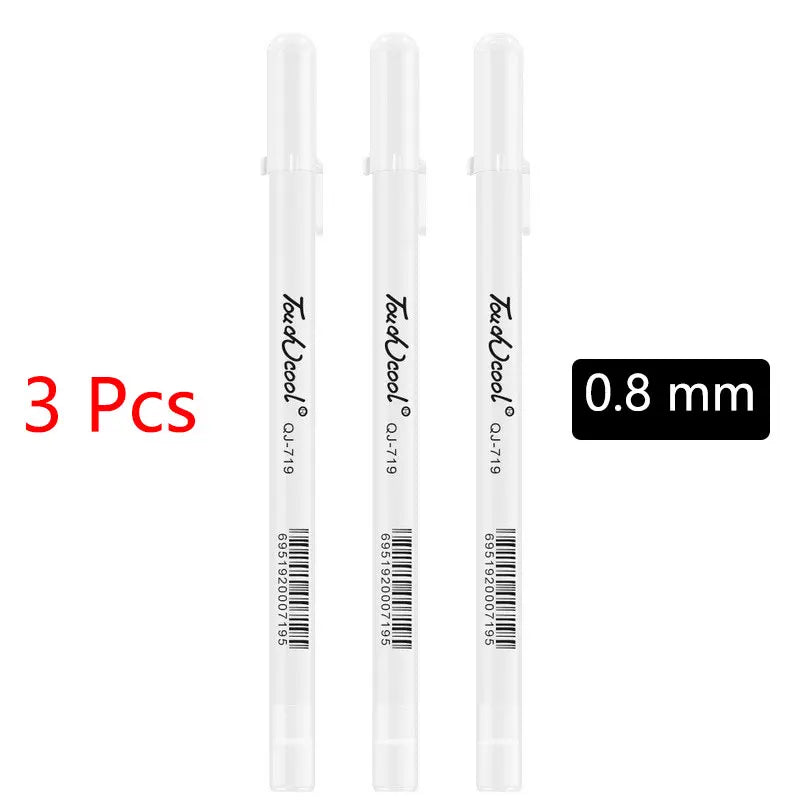 White Marker Pens set 2.0mm Oily Waterproof White Gel Pen DIY Graffiti Sketching Marker Stationery Writing School Supplies brush ALPENZO