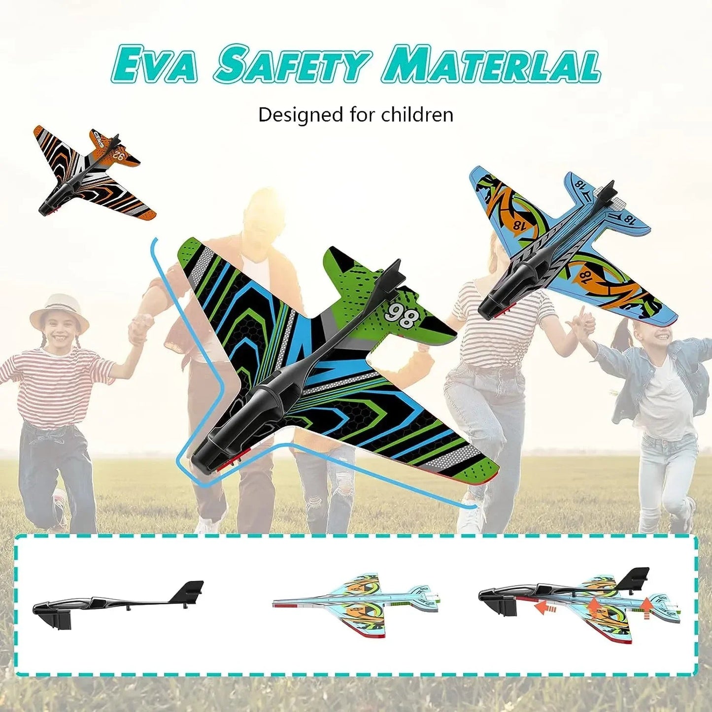 Ejection Aircraft Shooting Game Outdoor Parent-child Sports Toy Boy Gifts Shooting Aircraft Set Plastic Airplane Toys for Kids ALPENZO
