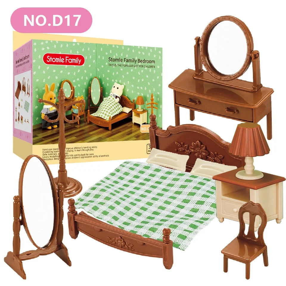 1:12 Miniature Furniture Forest Family Kitchen Toy Dining Table Dollhouse Accessories Bathroom Pretend Play For Girl Gifts Toys ALPENZO