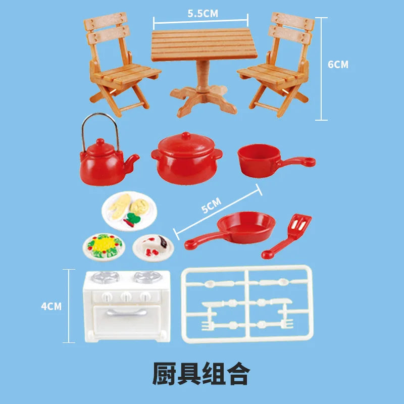 miniature items dollhouse furniture accessories living room bedroom supermarket shopping games family interaction doll kids toys ALPENZO