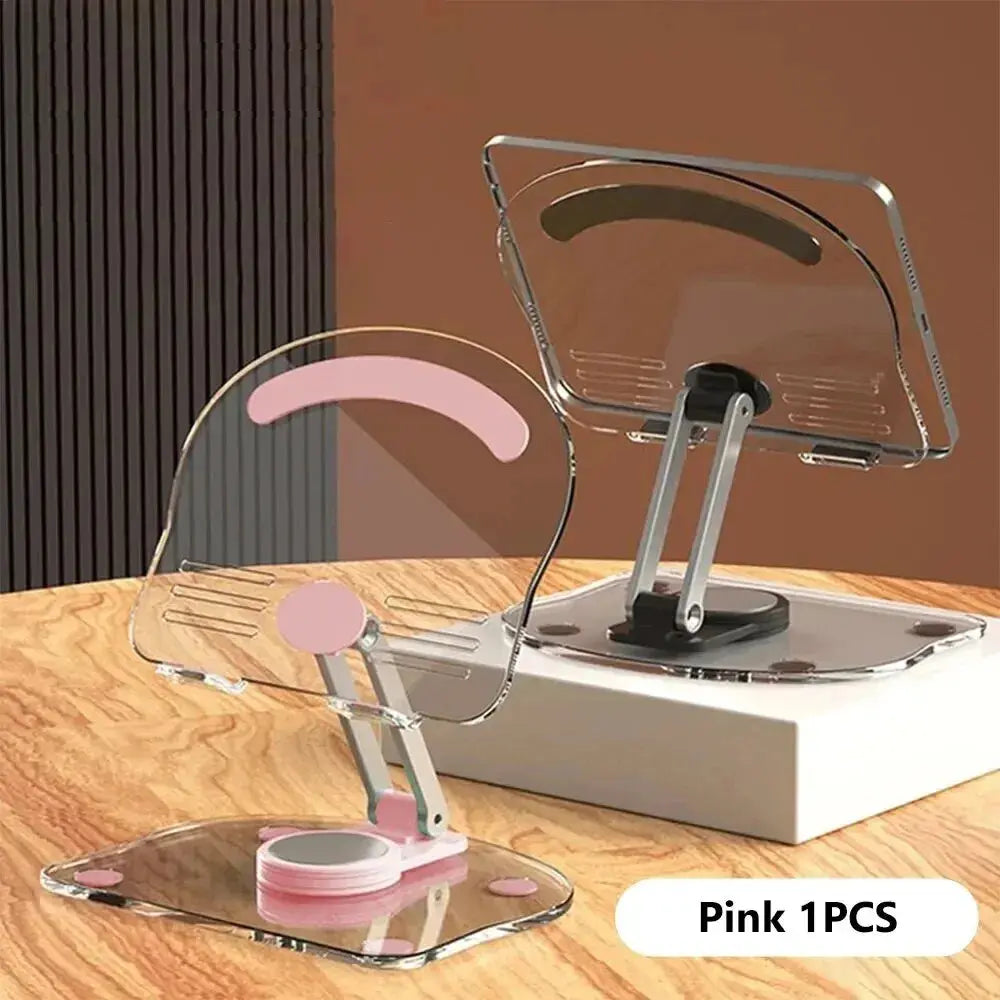 Transparent Rotating Stand Acrylic Plate Desktop Mobile Phone Tablet Universal Live Folding Adjustment Computer Support Stand - ALPENZO