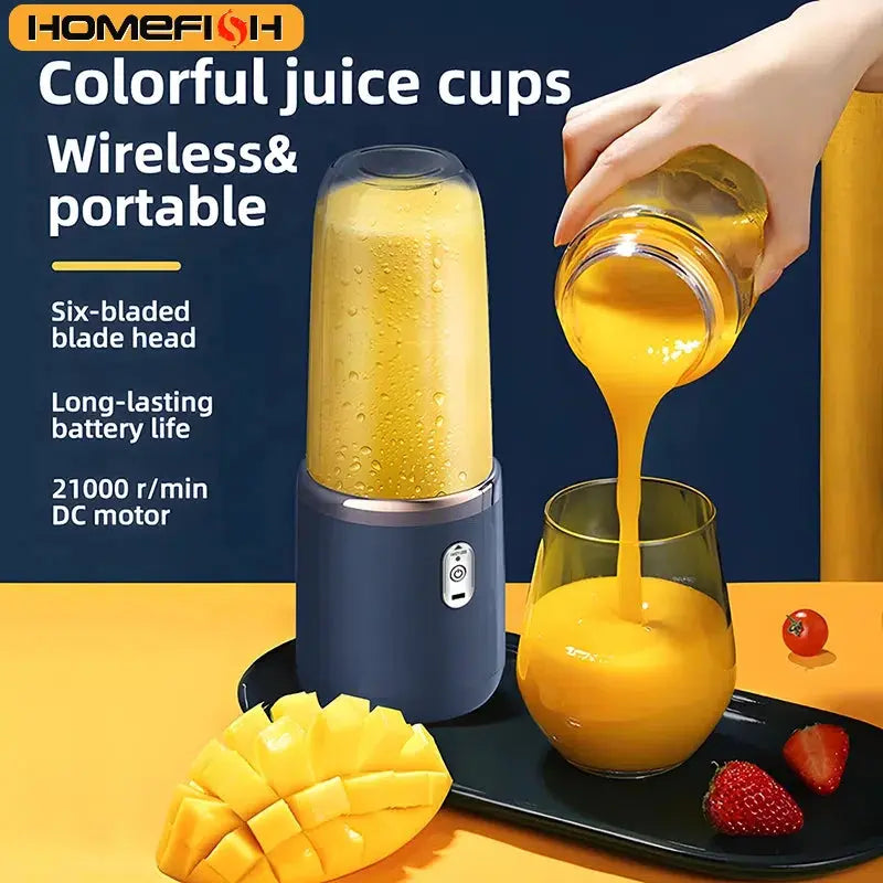 Portable Juicer Blender 400ml Electric Fruit Juicer USB Charging Lemon Orange Fruit Juicing Cup Smoothie Blender Machine 2cups - ALPENZO