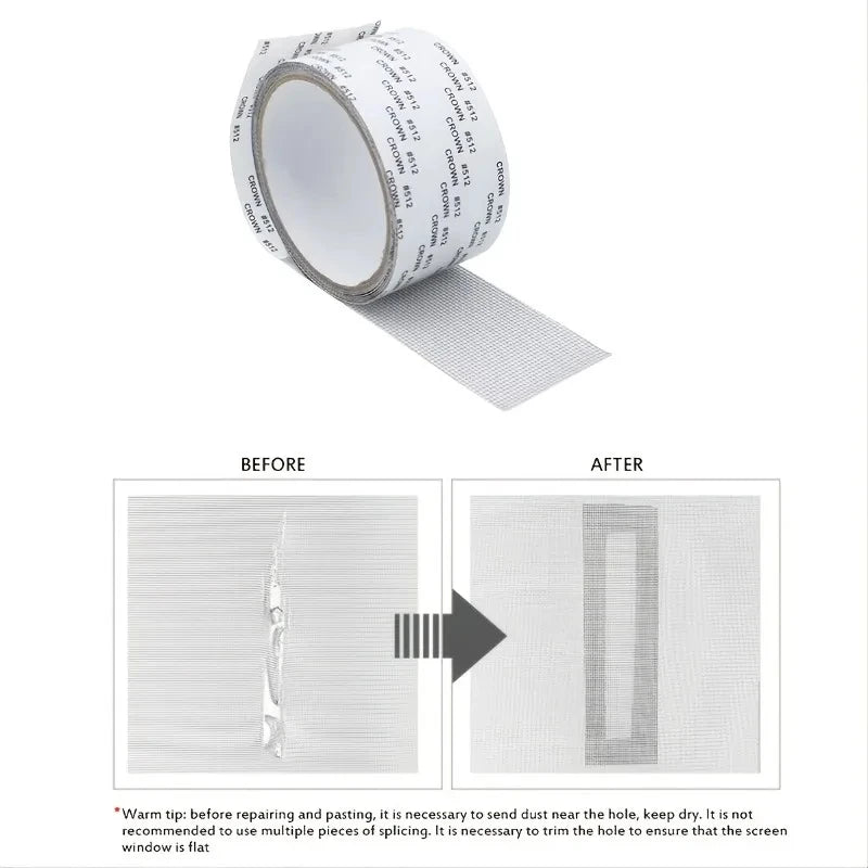 5mm/2m Self-adhesive Window Screen Repair Subsidy Anti-bug Fly Mesh Perforation Tape Is Durable - ALPENZO