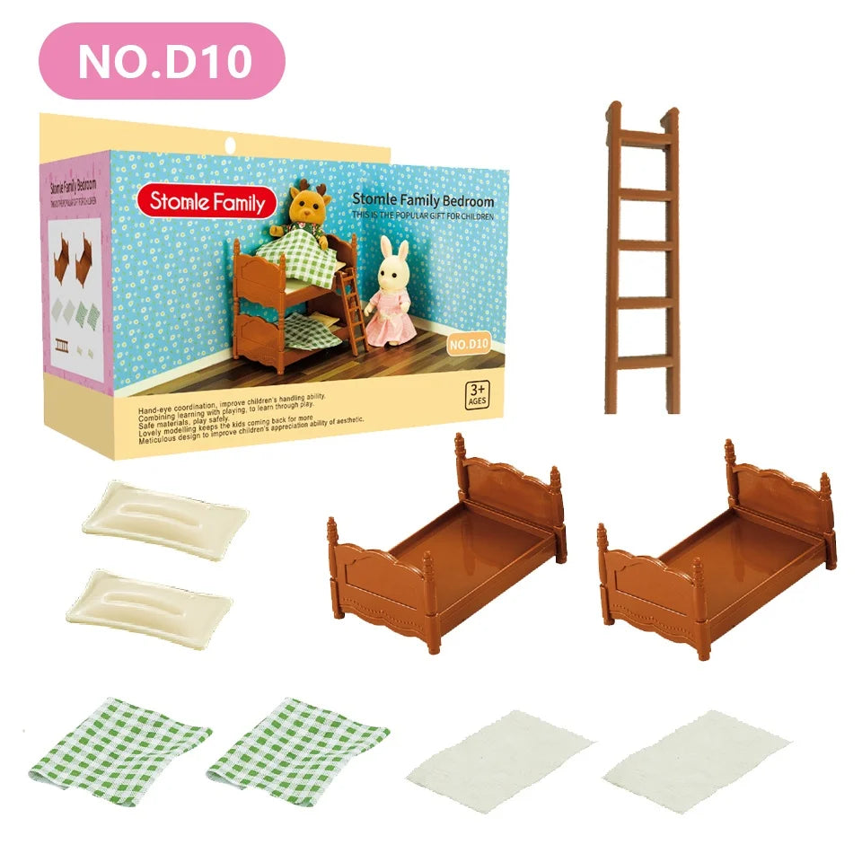 1:12 Miniature Furniture Forest Family Kitchen Toy Dining Table Dollhouse Accessories Bathroom Pretend Play For Girl Gifts Toys ALPENZO