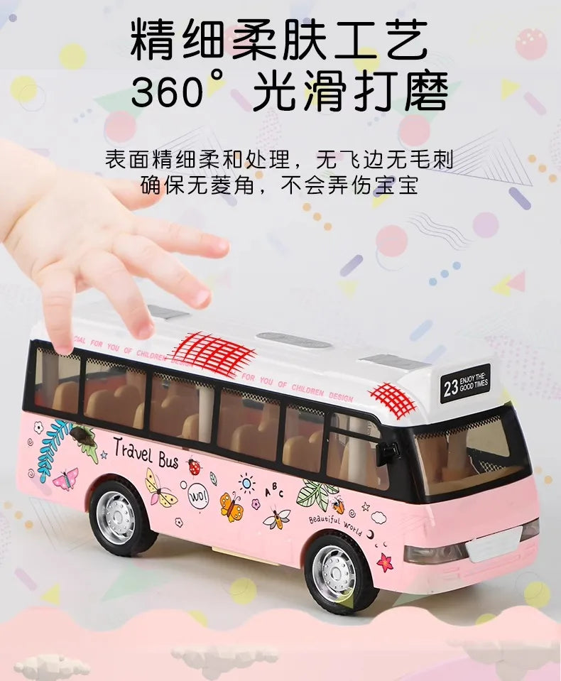 School Bus Toys Cars Die Cast Plastic Little Cars City Bus With Sound And Light Up Friction Powered Cars Play Toys Gift For Kids ALPENZO
