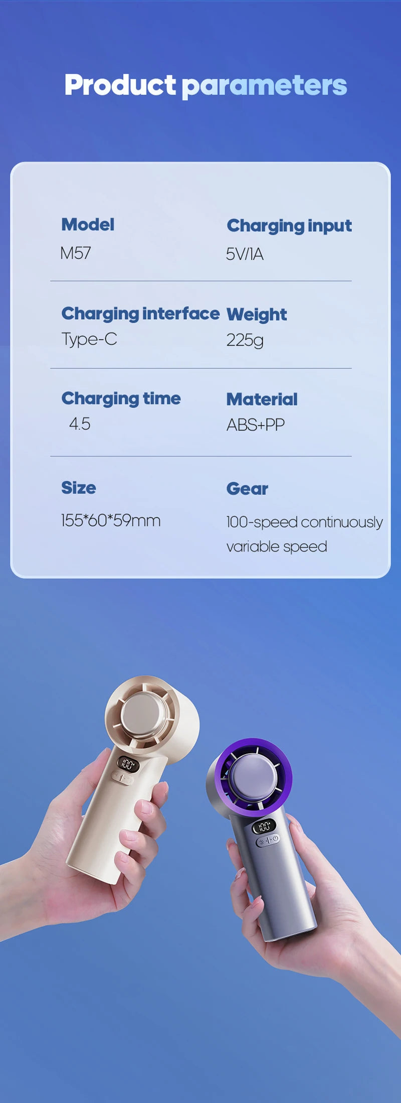 KINSCOTER Portable Handheld Turbo Fan 100 Wind Speeds Adjustable Mini Personal Fan Battery Operated Electric Eyelash Fan ALPENZO