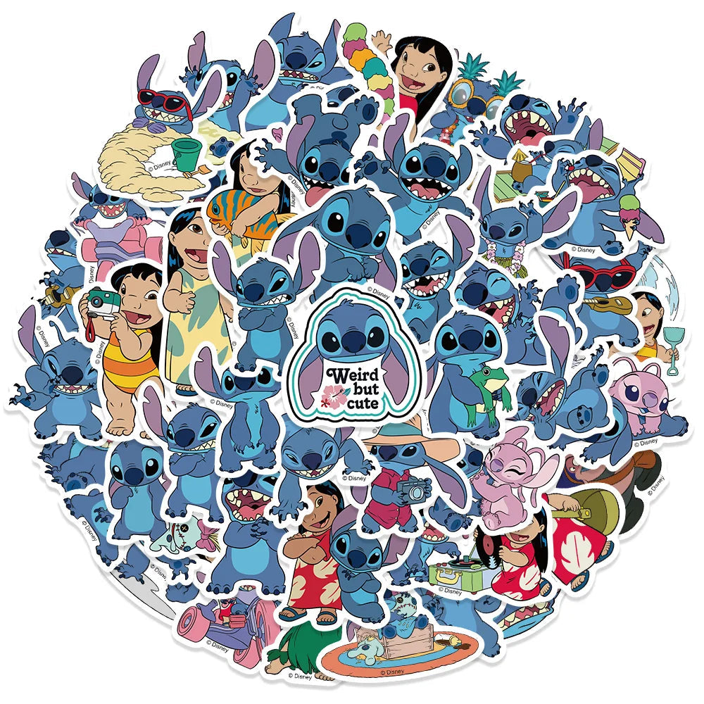 51PCS Cute Cartoon Lilo & Stitch Stickers DIY Diary Laptop Luggage Skateboard Graffiti Decals Fun Classic Toy ALPENZO