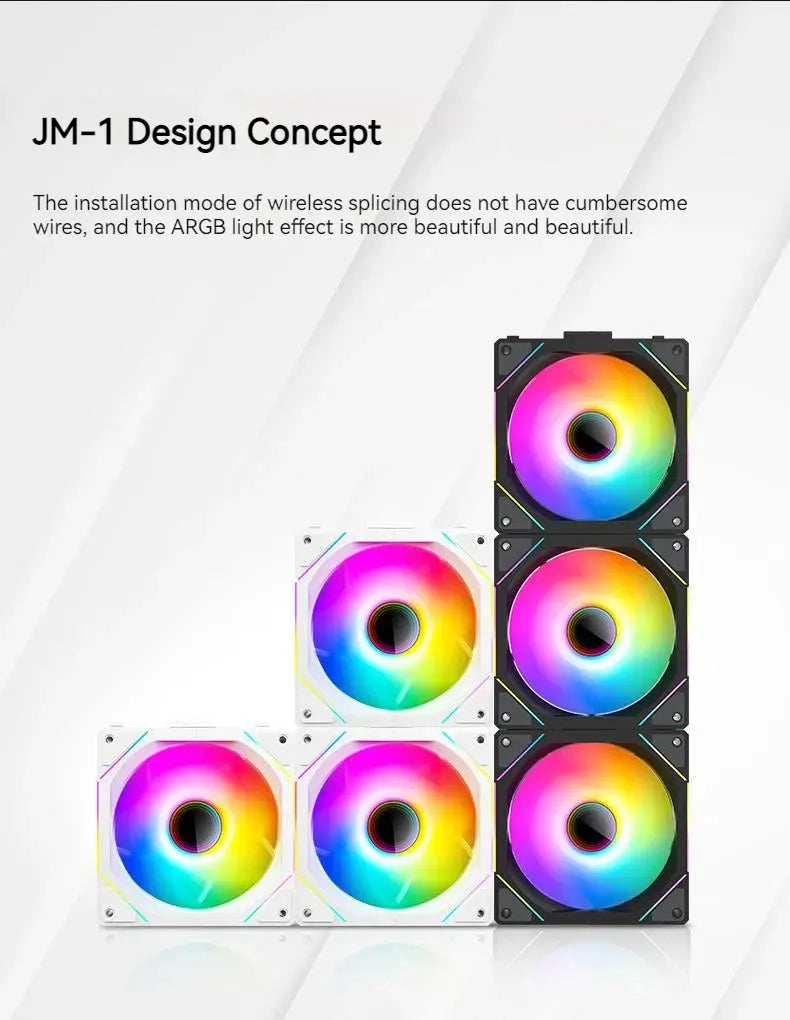TEUCER JM-1 Computer Case Fan ARGB Mirror Cycle Light Effect 120mm 4Pin PWM PC Cooling Fan Low Noise Water Cooling Ventilador - ALPENZO