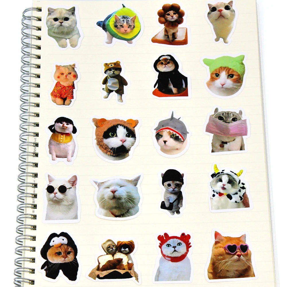 10/50/100pcs Funny Cat Stickers Cartoon Cute Decals Toy Stationery Guitar Phone Bicycle Laptop Luggage Car Graffiti Kids Sticker ALPENZO