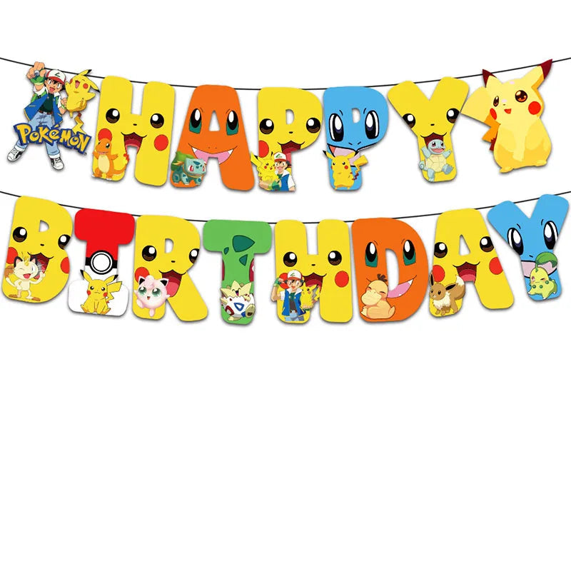 Cartoon Pikachu Theme Birthday Party Disposable Tableware Set Balloons Decorations Photo Props Background Pokemon Party Supplies ALPENZO