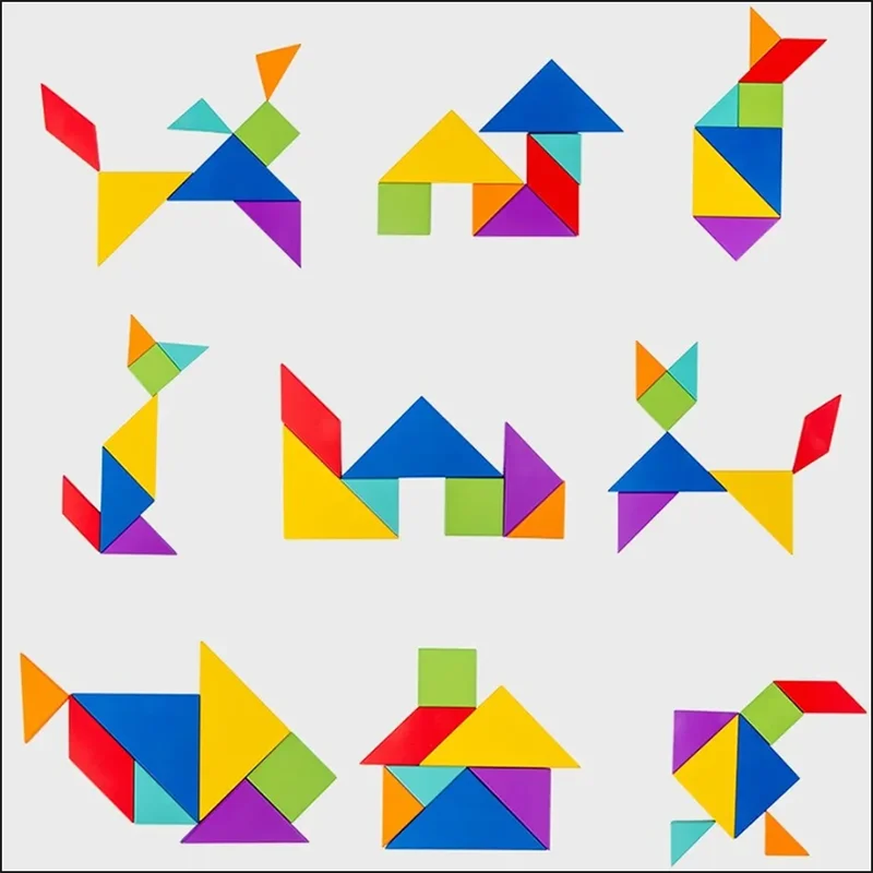 Wooden Jigsaw Magnetic Tangram Puzzle Book Educational Toys For Children Baby Kid Portable Montessori Learning Intelligence ALPENZO