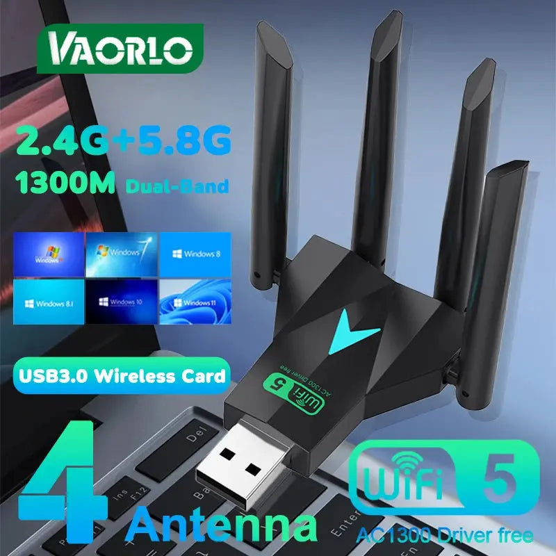 Original 4 Antennas 1200Mbps WiFi USB 3.0 Adapter 2.4G/5GHZ Dual Band WiFi Dongle Wireless Network Card 802.11AX For Win 10/11 - ALPENZO