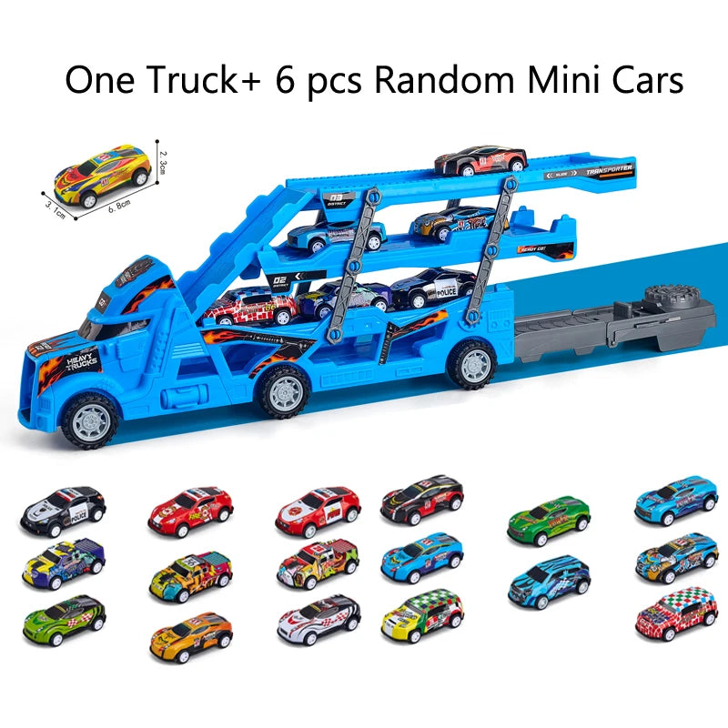 Large Kid Truck Deformation Transporter Car Toys Models Educational Model Folding Track Racing Vehicle Boys Girls Birthday Gift ALPENZO