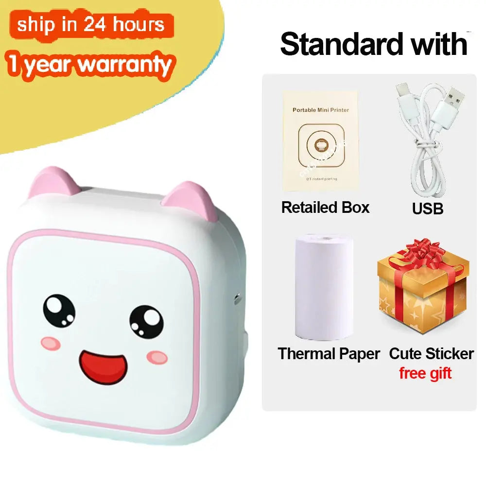 KGG Mini Portable Thermal Printer Paper Photo Pocket Thermal Printer Printing Wireless BT Connect Printers 200dpi Photo Lable - ALPENZO
