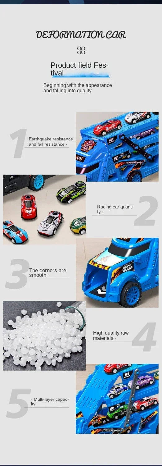 Large Kid Truck Deformation Transporter Car Toys Models Educational Model Folding Track Racing Vehicle Boys Girls Birthday Gift ALPENZO