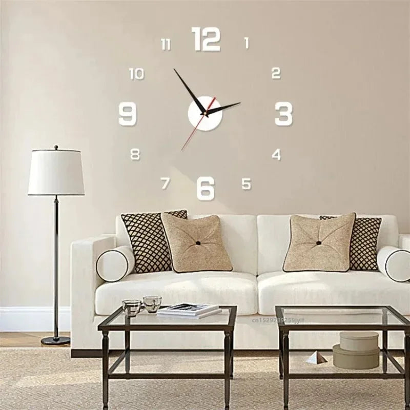 New 3D Acrylic Mirror Wall Clock Sticker for 40CM Fashion DIY Quartz Clocks Watch Home Decoration Living Room Stickers - ALPENZO