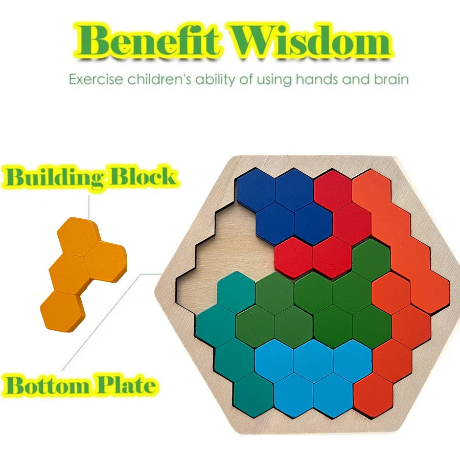 Wooden Tangram Jigsaw DIY Puzzle Kids Learning Educational Toys for Children Thinking Training Wood Toy Puzzles Montessori Games ALPENZO