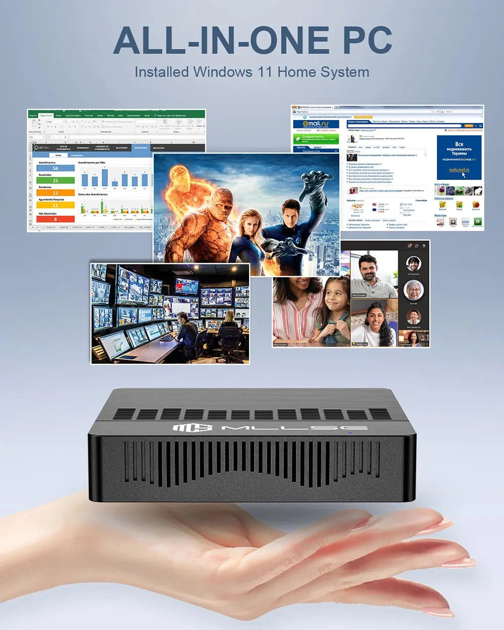 MLLSE Mini PC M2 Air Intel Gemini Lake N4000 Windows 11 6GB RAM 128GB ROM Dual-Band WiFi Bluetooth USB Mini Computer - ALPENZO