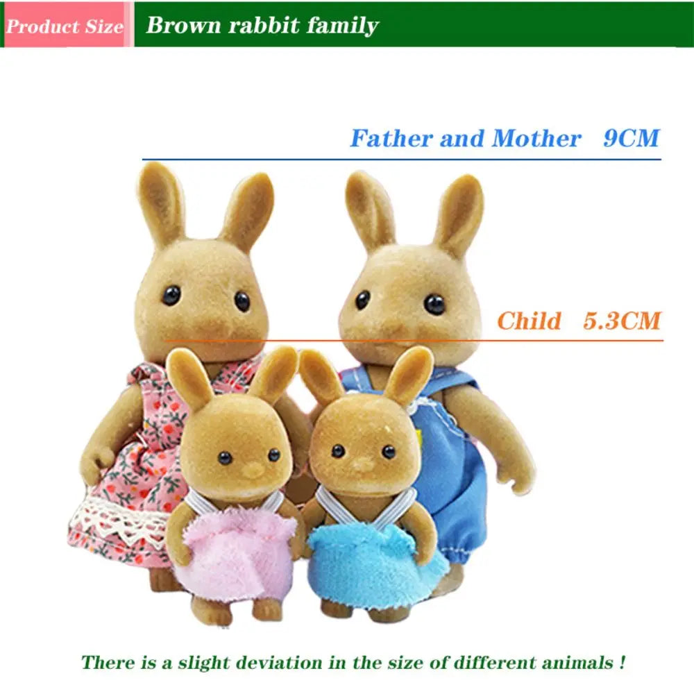 Rabbit Doll 1/12 Micro Dollhouse Reindeer Sheep Elephant Squirrel Family Kitchen Toy Miniature Furniture Set Girl Toy Gift ALPENZO