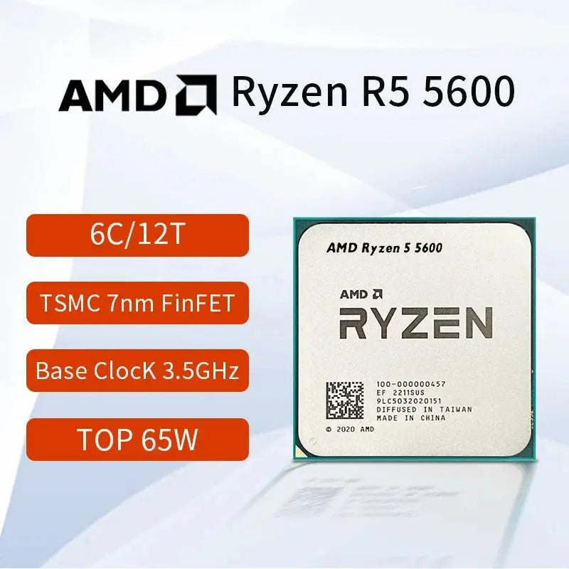 NEW AMD Ryzen 5 5600 R5 5600 3.5 GHz 6-Core 12-Thread CPU Processor 7NM L3=32M 100-000000927 Socket AM4 Graphics Chips Processor - ALPENZO