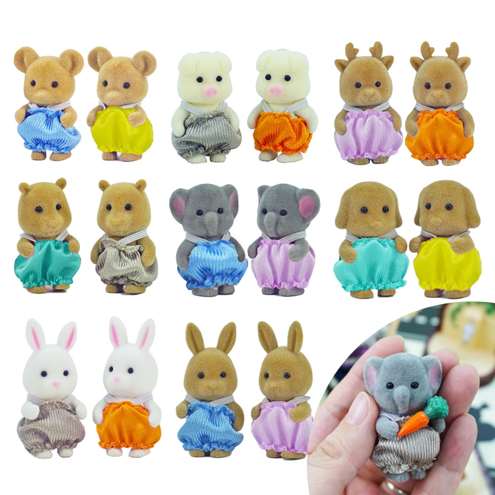 Dollhouse 1:12 Scale Forest Family Bunny Duck Reindeer Baby Animal Living Room Set Miniature Furniture Pretend Play Girls Gifts ALPENZO