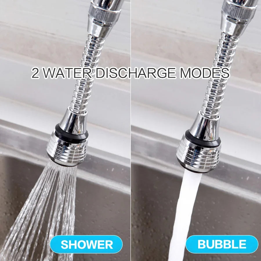 Kitchen Stainless Steel Faucet Sprinkler Water-saving Device Lengthening Rotating Splash Proof Sprinkler Spray Extender Bubbler - ALPENZO